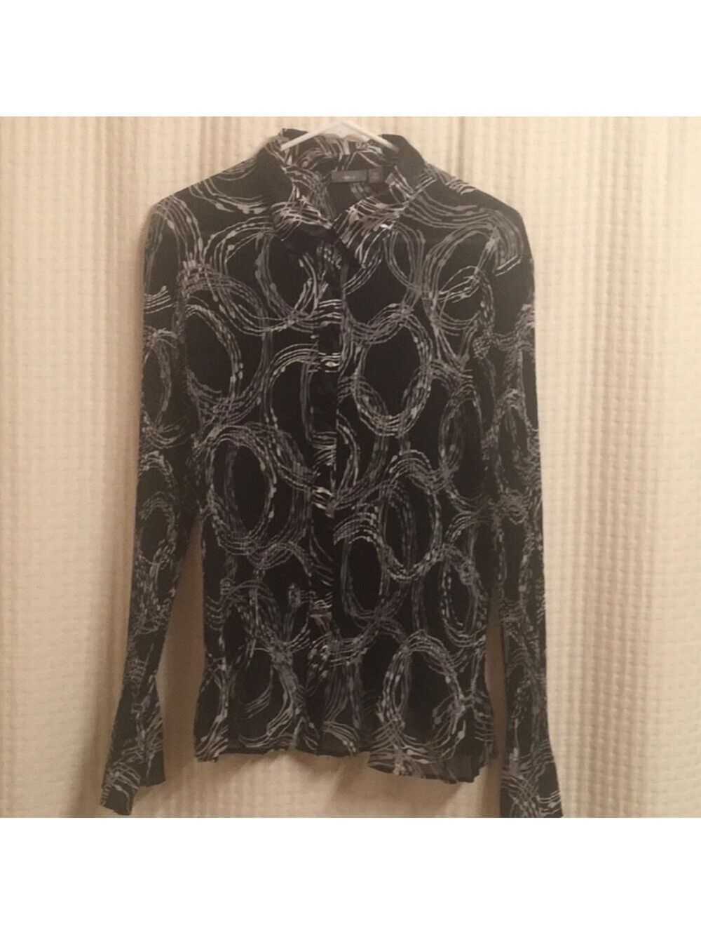 Apt. 9 blouse top women’s size xl junior black grey button down blouse